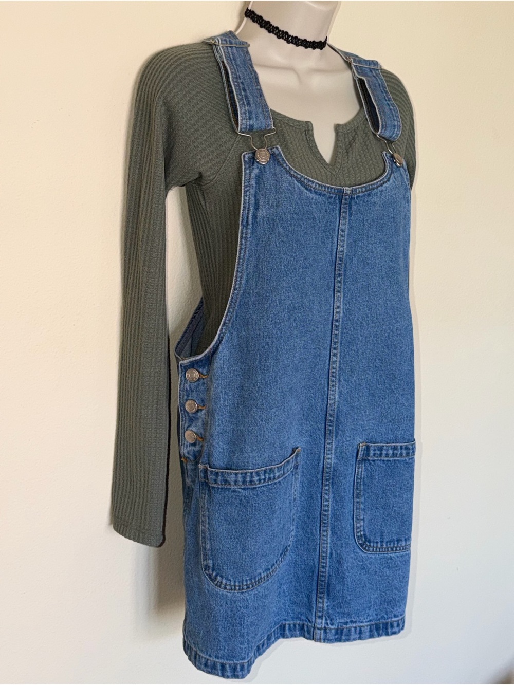 Classic Blue Denim Overalls Dress